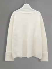 Casual Sweater Women's Plus Solid Button Long Sleeve V Neck
