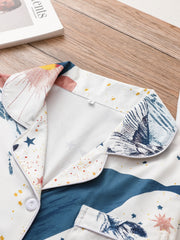 Floral Print Pajama Set Long Sleeve Top & Pants