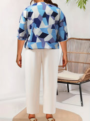 Women's Plus Geometric Print Top & Solid Pants Two Piece Set
