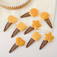 2pcs Fun Cookie Clip Side Clip Non slip Bangs Clip Creative Hair Accessories