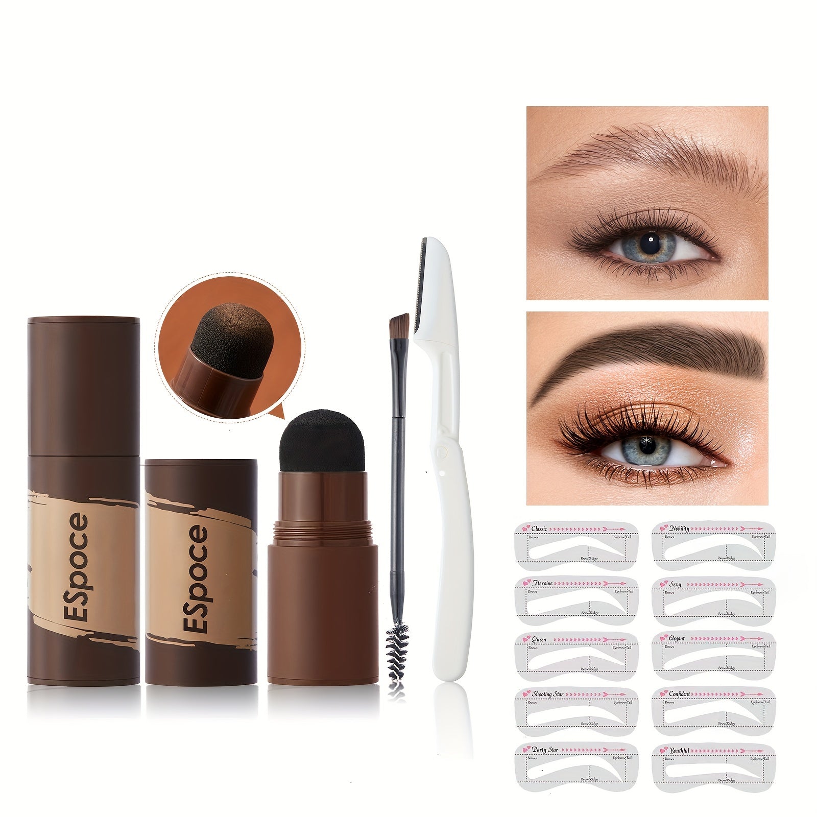 Eyebrow Shaping Kit Waterproof Hairline Filler Enhancers Powder 2 In 1 Set