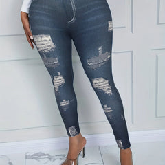 Denim Print High Rise Skinny Leggings