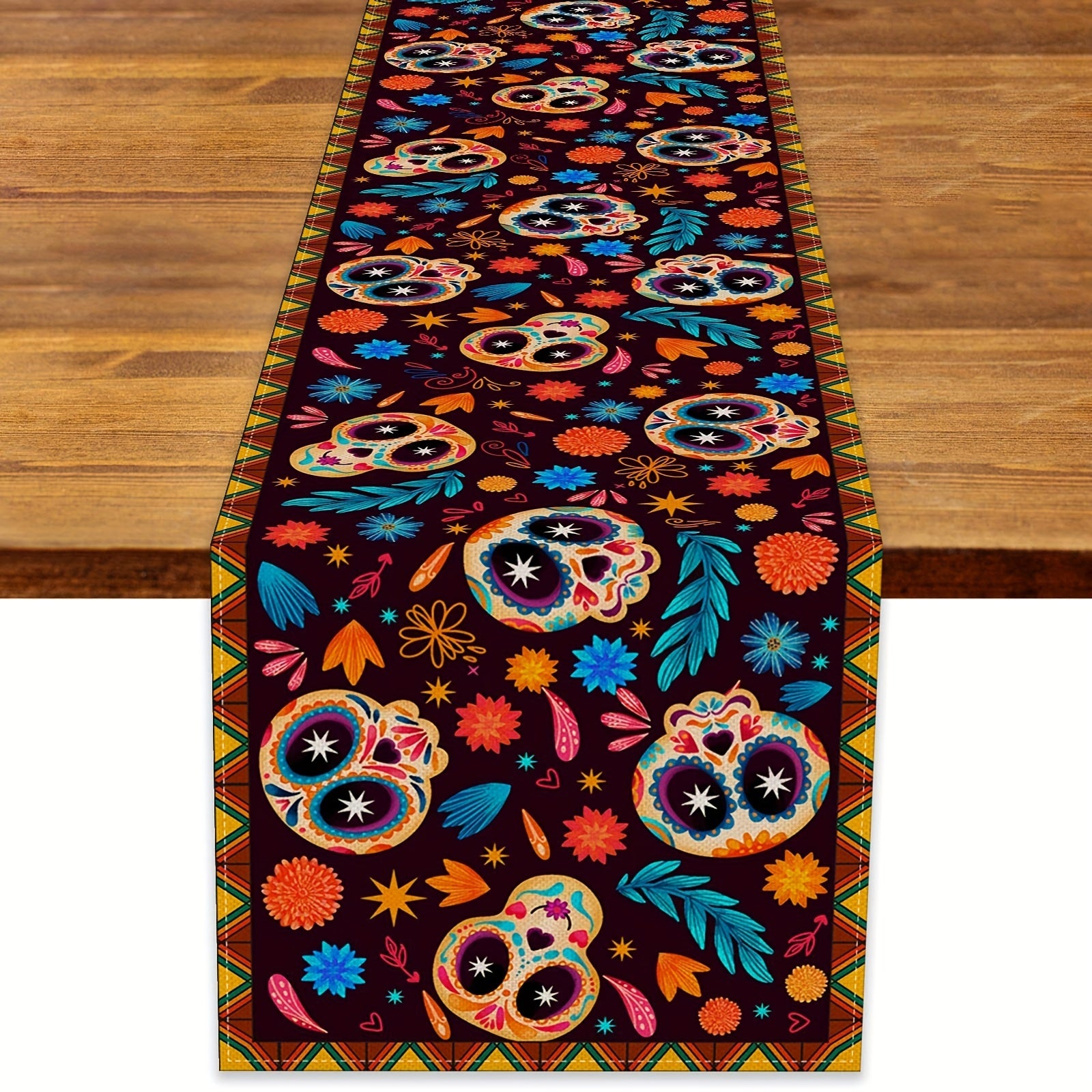 Sugar Skull Halloween Table Runner 33.02x182.88 cm