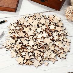 100pcs Wooden Star Set Hollow Blanks Wedding DIY Crafts