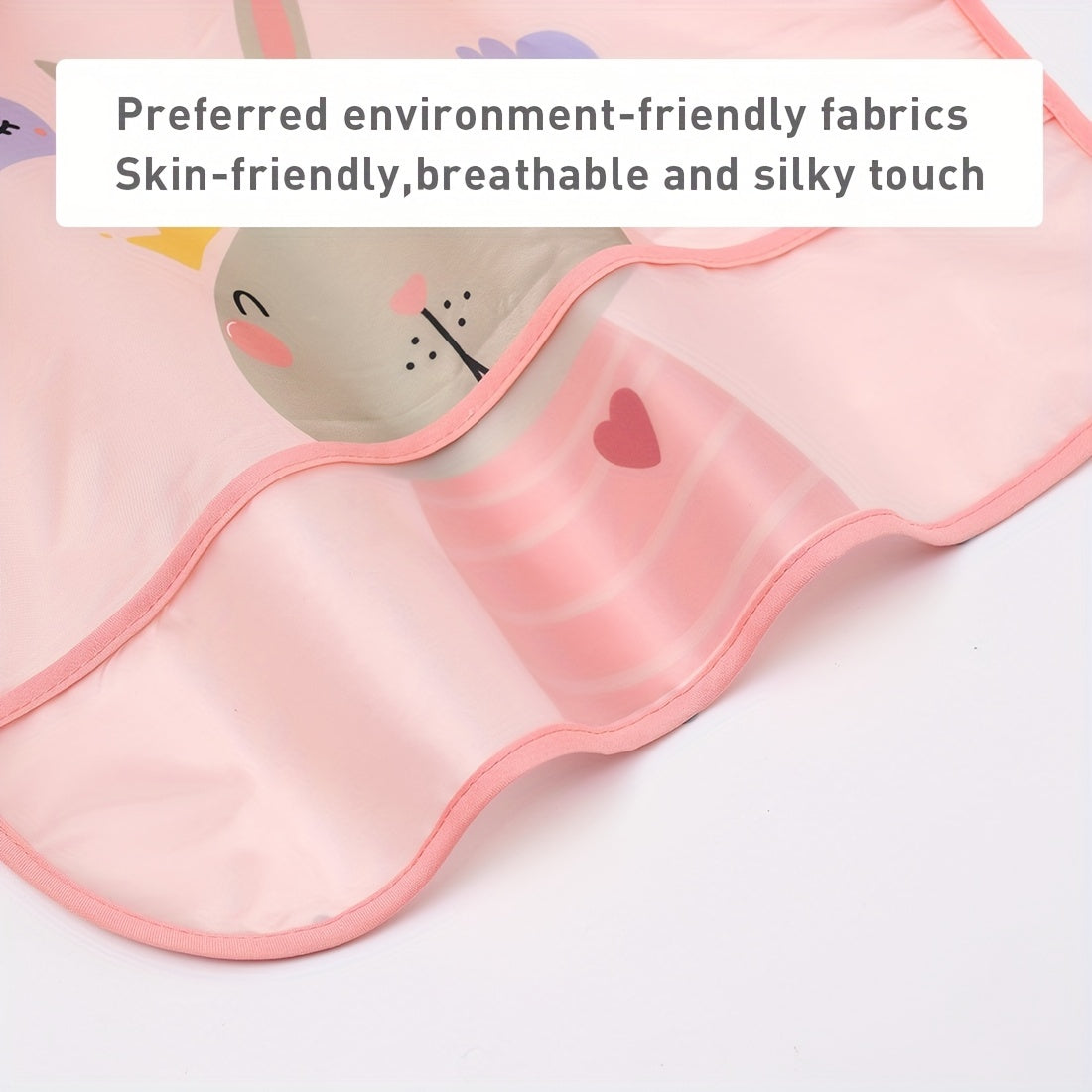 Kids' Half Wrap Long Sleeve Waterproof Smock with Rabbit & Cat Print