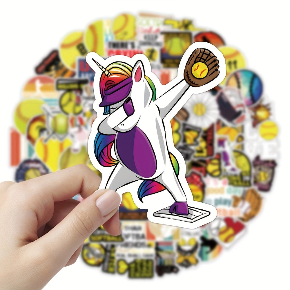 Softball Stickers Vinyl Waterproof Decal for Girls Water Bottles Laptop Car
