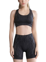 2pcs Seamless Workout Set: Sports Bra & High Waist Shorts