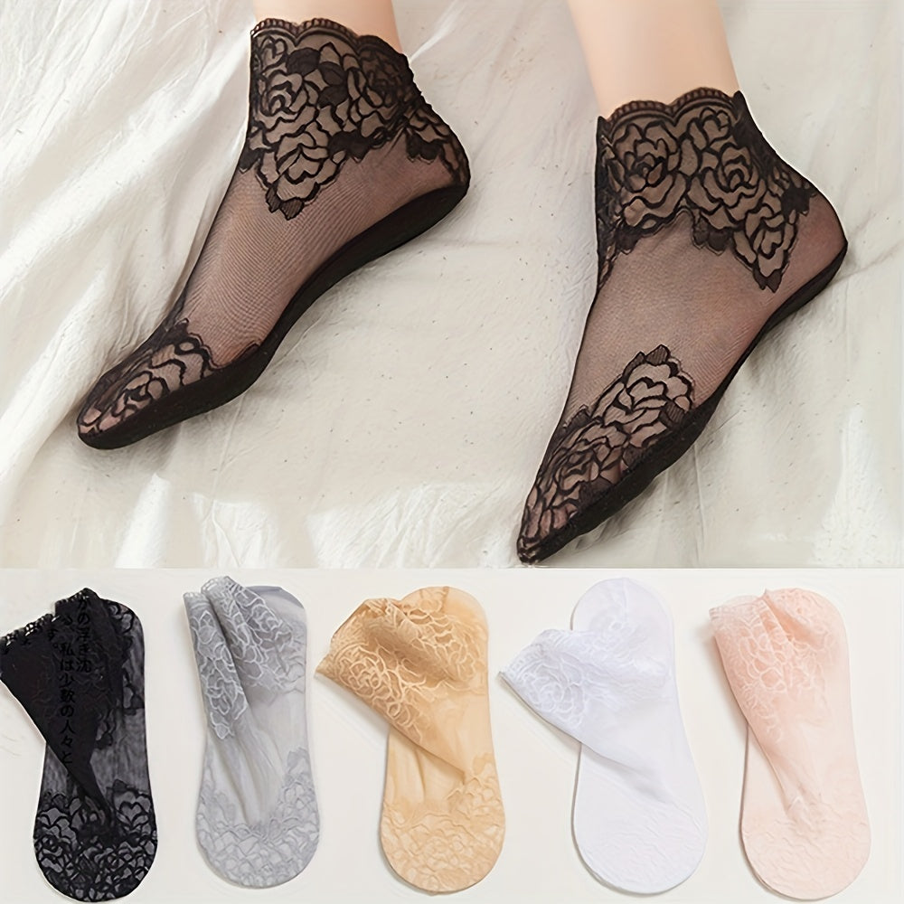 5 Pairs Girl s Lace Ankle Socks Low Cut Fishnet Children s Short Socks