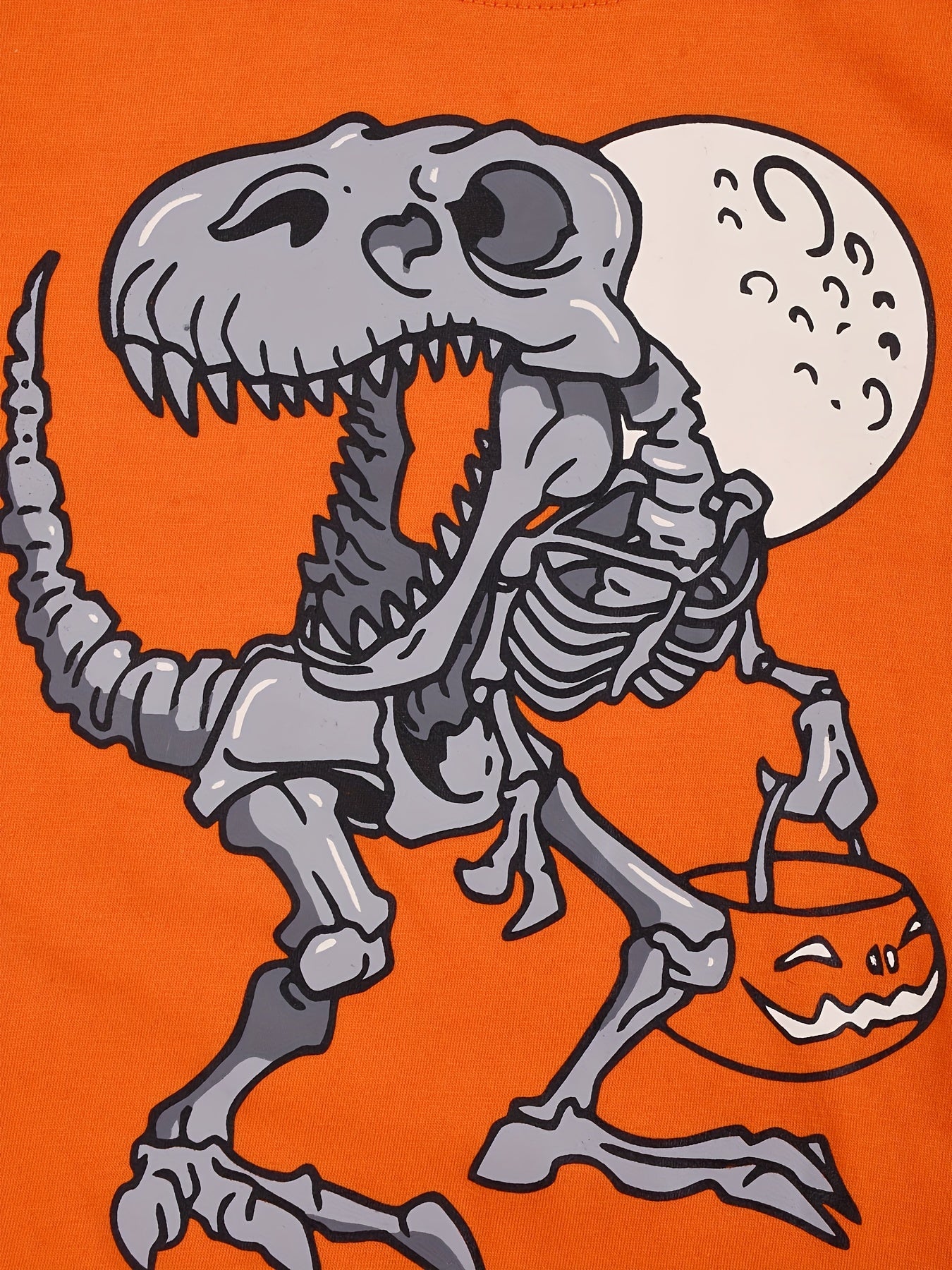 2pcs Dinosaur Skeleton Halloween Pajamas Set Long Sleeve Top & Pants