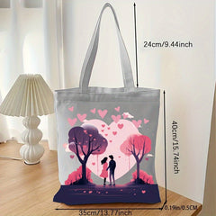 Love Pattern Tote Bag Casual Canvas Shoulder Bag for Fitness Daily Use