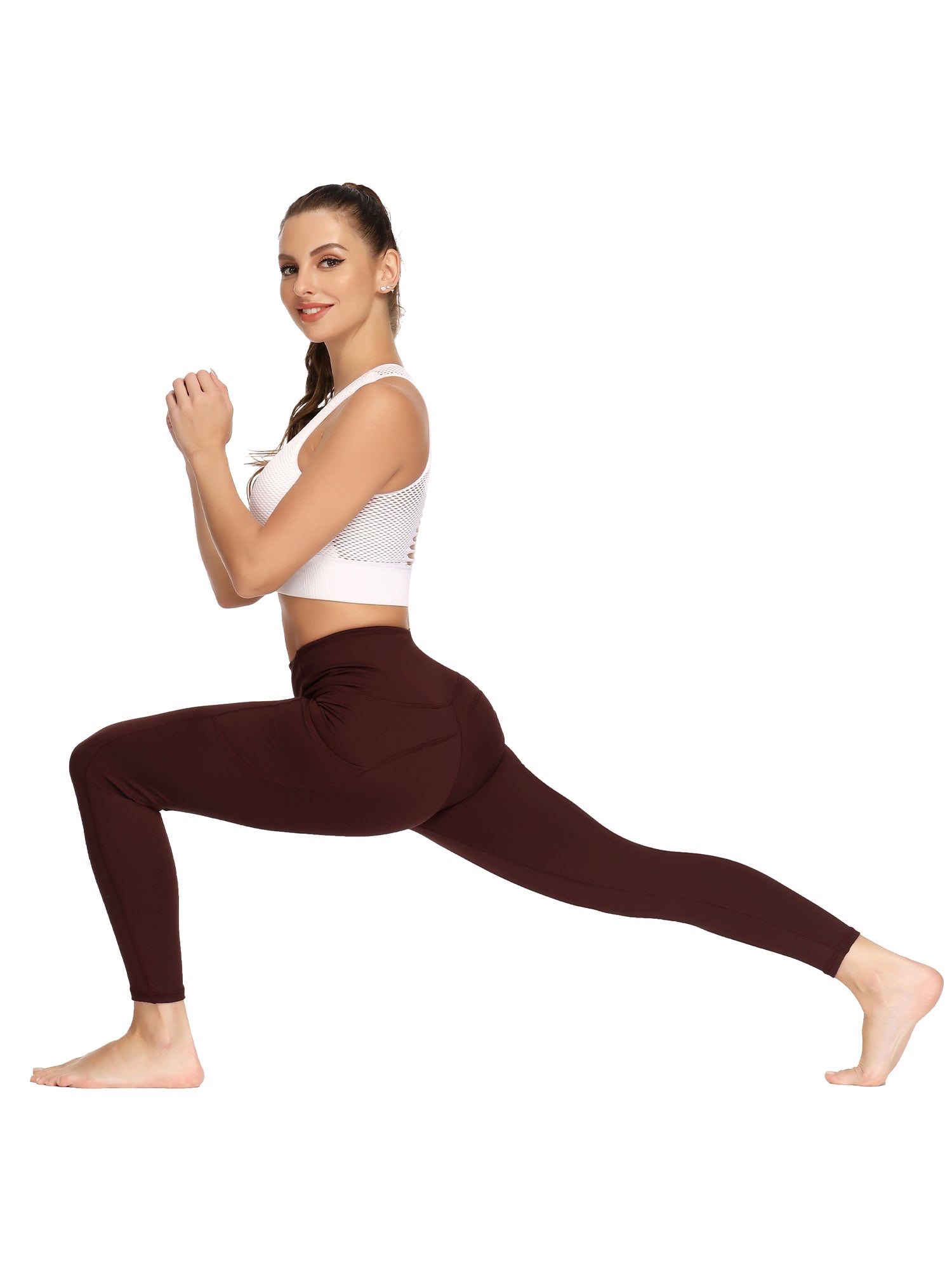 Women's Solid Yoga Pants Side Pockets Four Sides Stretch Leggings