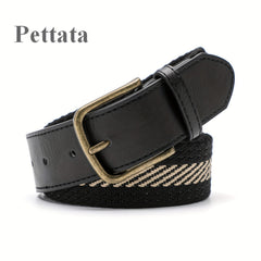 Pettata Men's Canvas Web Belt with Retro Pin Buckle