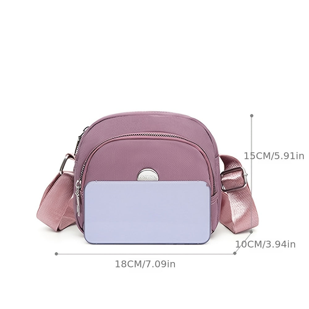 Nylon Metal Crossbody Bag Small Zipper Shoulder Bag Casual Phone Purse