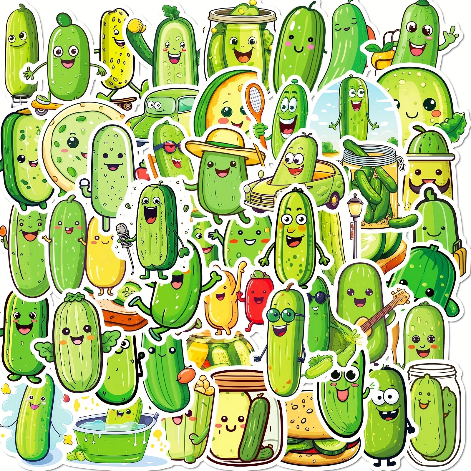 51pcs Pickle Stickers Waterproof for Bottles Laptops Phones