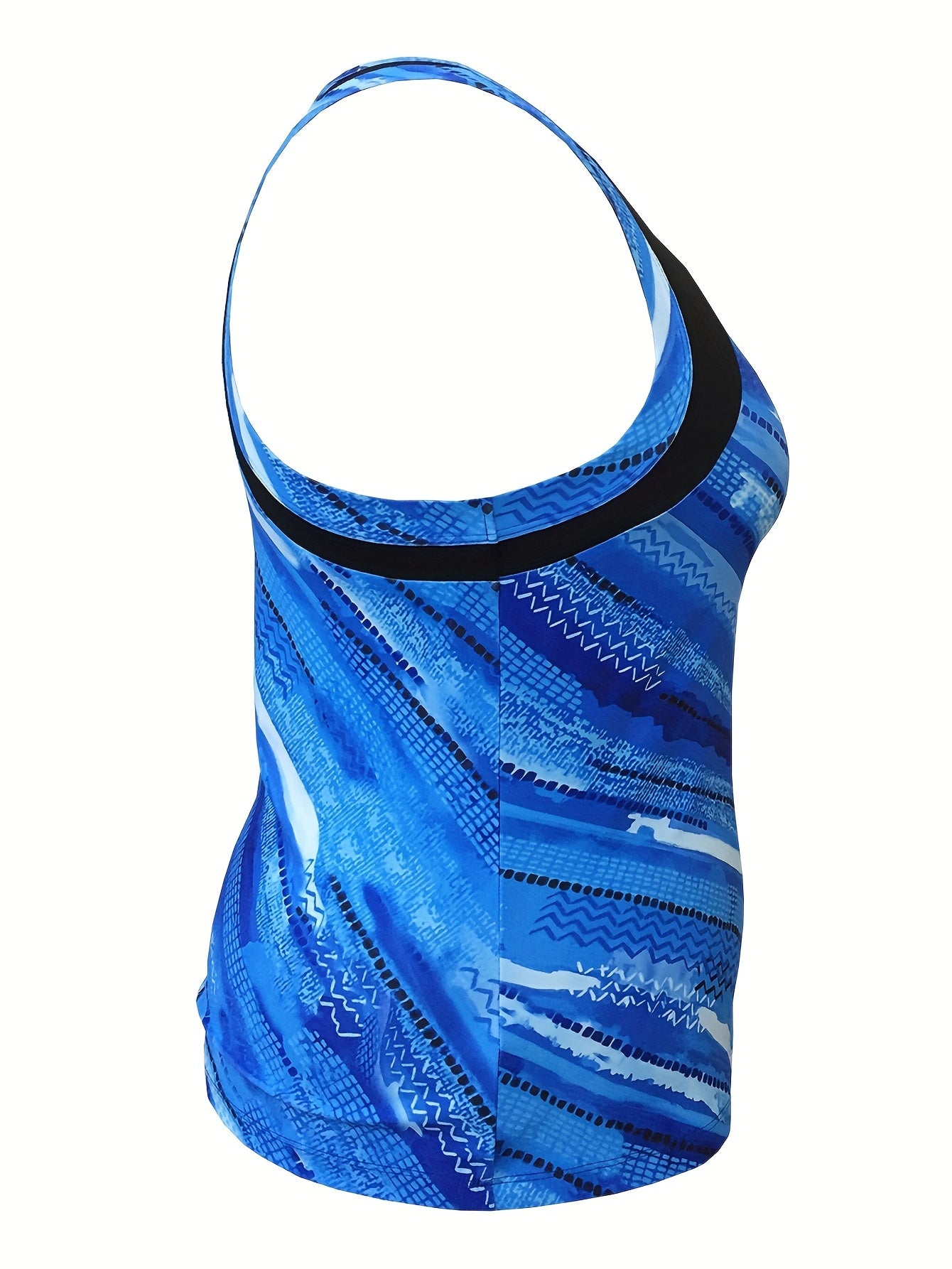 Colorblock Striped Round Neck Fitness Tank Top