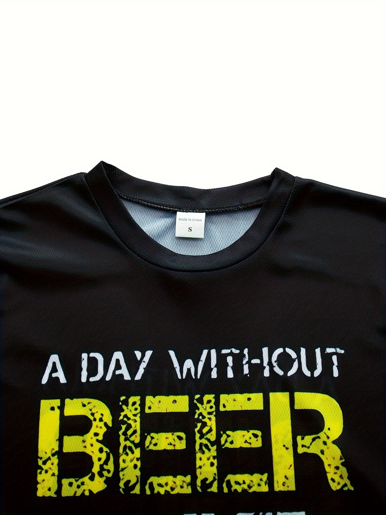 Men's Letter Print Sports T shirt Casual Stretch Round Neck Tee Shirt