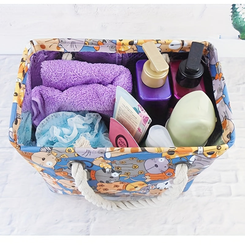 Cartoon Print Bath Basket Portable Storage Bag Travel Organizer