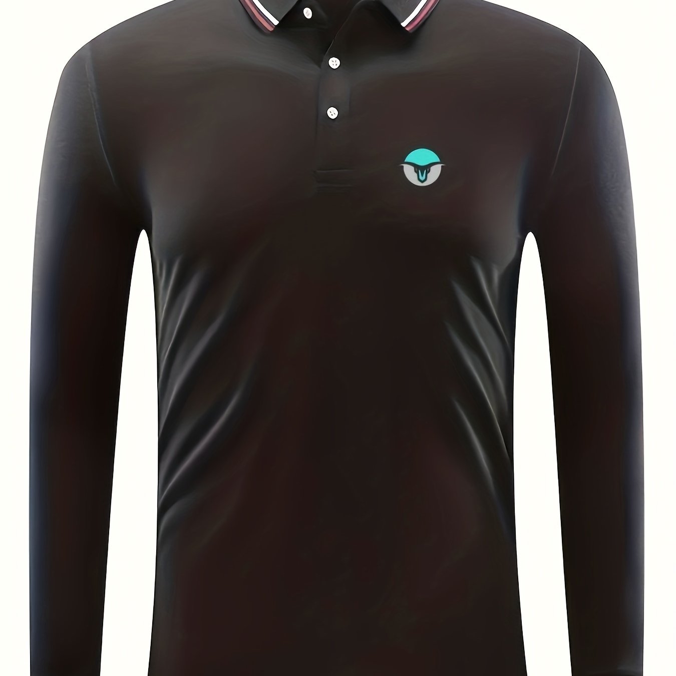 Men's Geo Print Polo Shirt Stretch Breathable Lapel Long Sleeve