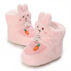 Cartoon Rabbit Baby Girls Indoor Fleece Boots