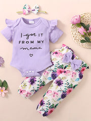3pcs Baby's Ruffle Long Sleeve Bodysuit & Leopard Pants Set