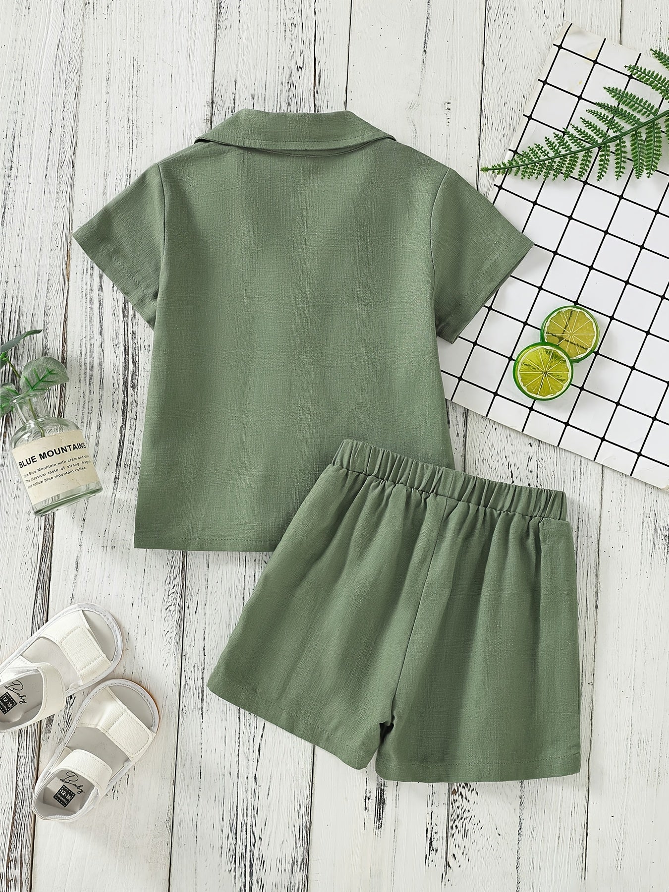 Boys Vintage Button Top & Shorts Set