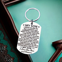 1pc Stainless Oval Split Ring Keychain Small Ornament For Grandfather