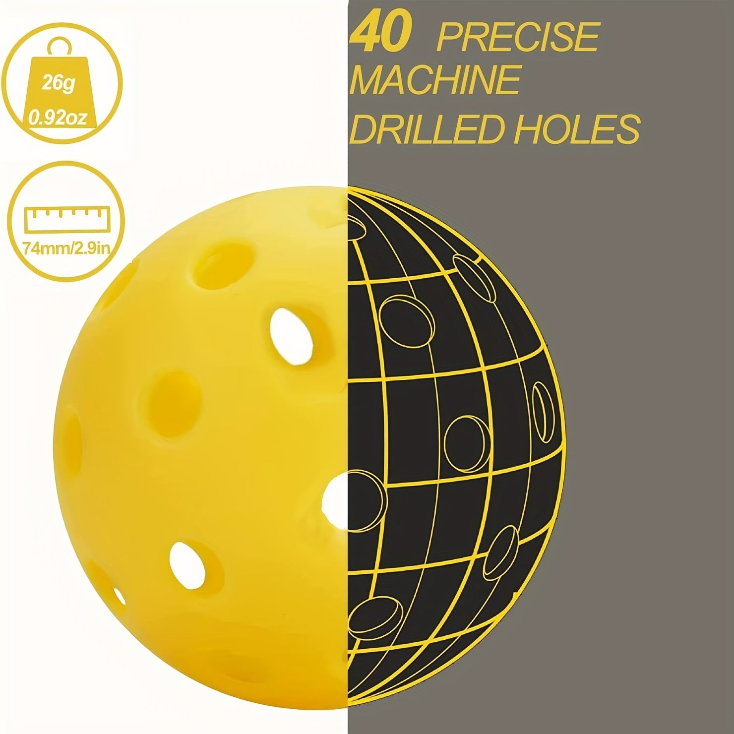 6pcs Outdoor Pickleball Balls with 40 Holes for Training