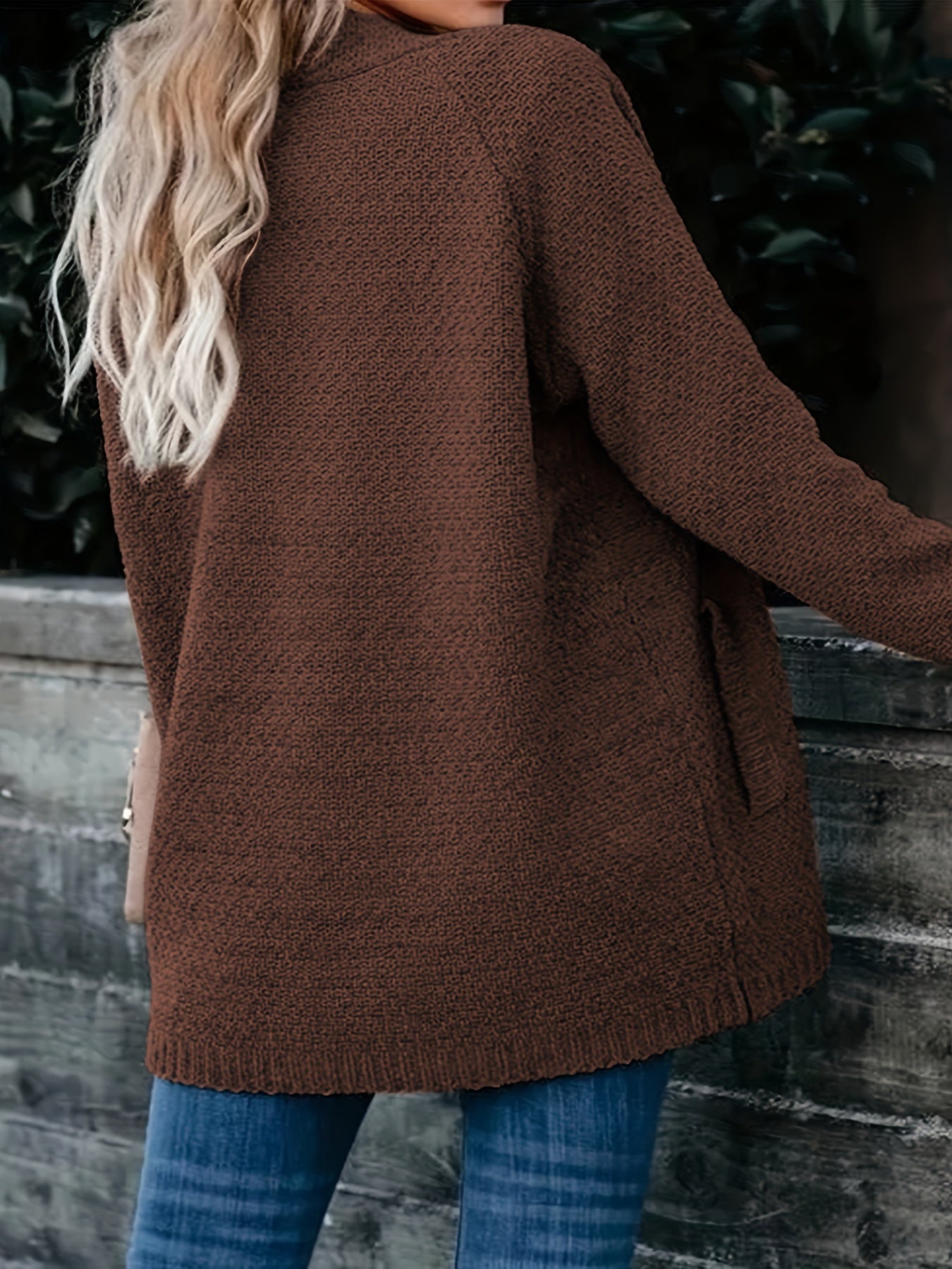 Casual Cardigan Women's Plus Solid Long Sleeve Open Front