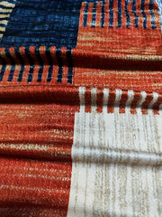 Patchwork Print Long Sleeve V Neck Mini Dress