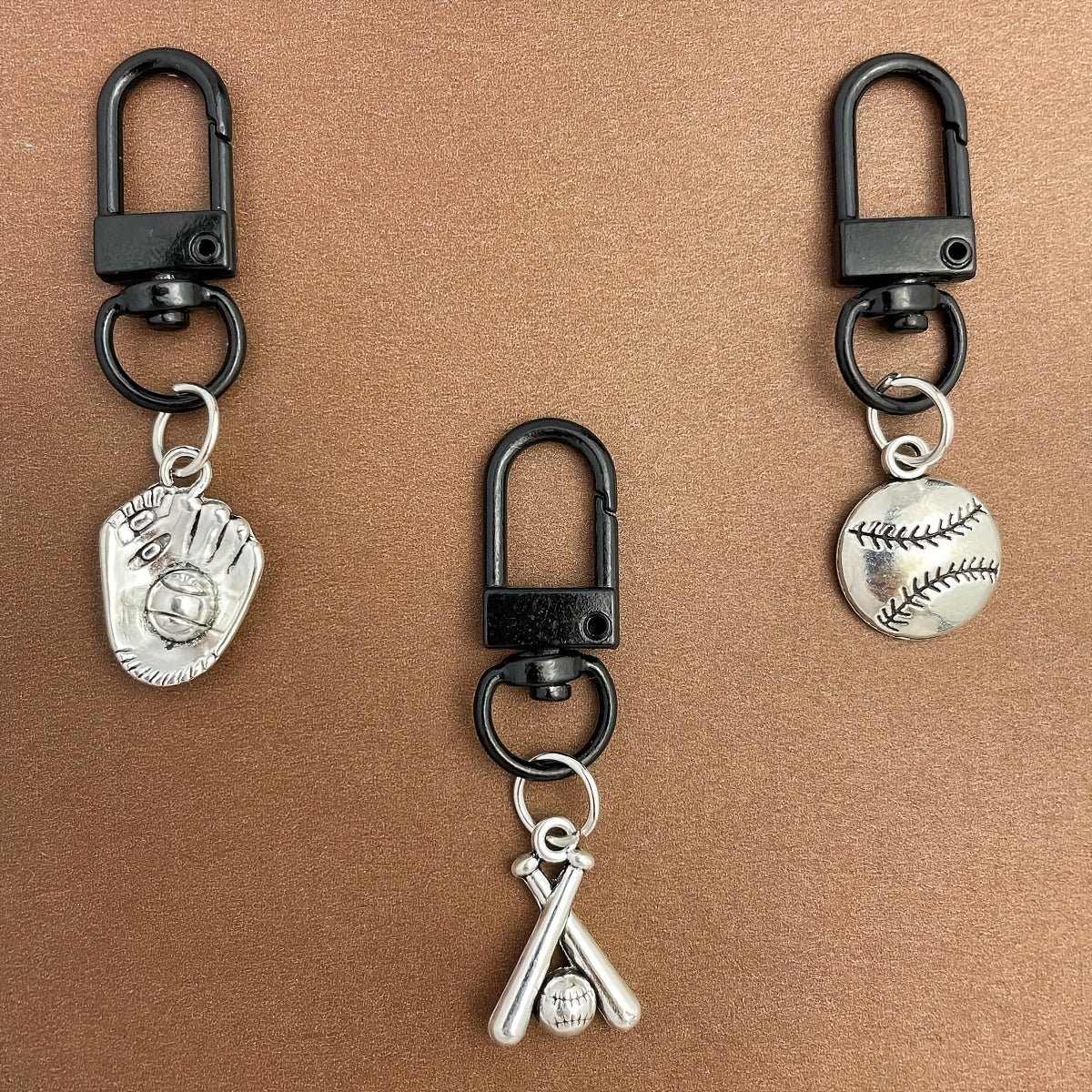 3pcs Antique Football & Baseball Keychains - Metal Keyrings for Wallets, Bags