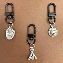 3pcs Antique Football & Baseball Keychains - Metal Keyrings for Wallets, Bags