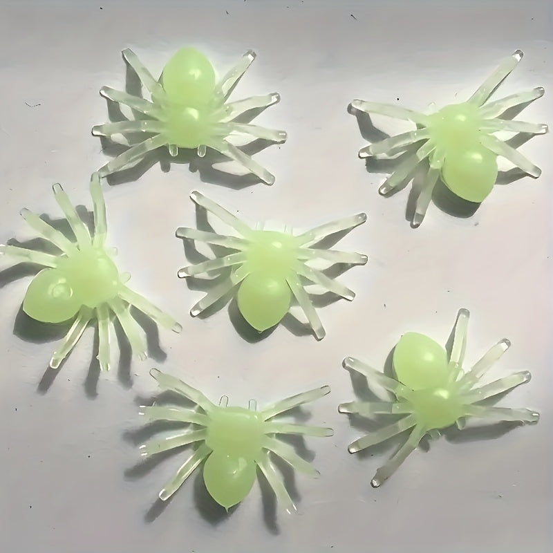 50pcs Glow Dark Halloween Spiders Festive Plastic Toys DIY Simulation Animals