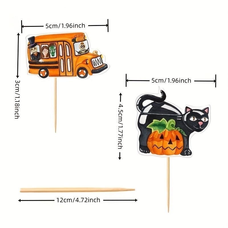 16pcs Halloween Topper Pumpkin Ghost Cake Topper Party Supplies