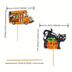 16pcs Halloween Topper Pumpkin Ghost Cake Topper Party Supplies