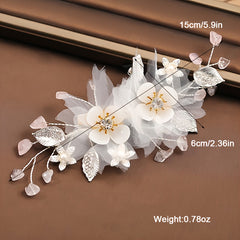 Bridal Flower Silk Golden Wedding Hair Clip Comb Hair Piece