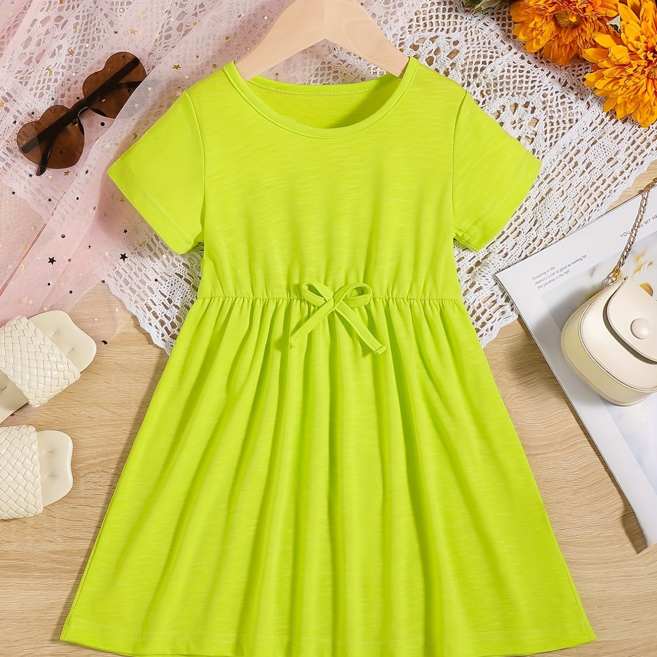 Girls' Comfy Short Sleeve Tunic Dress Skater Dresses