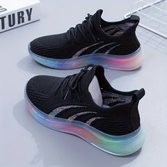 Stripe Walking Shoes Thick Sole Comfort Sneakers Women's Footwear