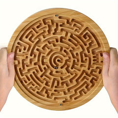 Wooden Maze Puzzle Board Double Sided - Brain Teaser Game
