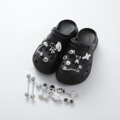 Silver Spaceman Clogs with Detachable Decor for Shoes