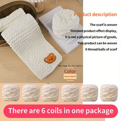 6 Pack Chunky Knit Yarn & Bear Accessories Set for DIY Arts
