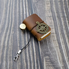 Adorable Cowhide Travel Sketchbook with Clasp Loop and Pendant