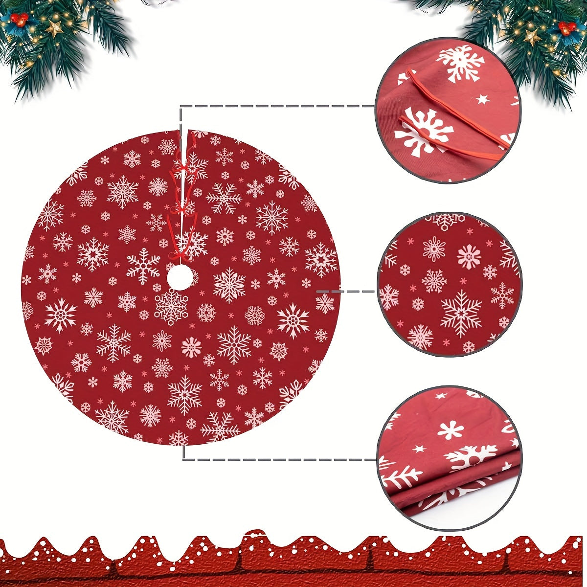 Red Christmas Tree Skirt Xmas Decoration Indoor Outdoor Holiday Decor