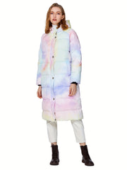 Colorful Print Puffer Jacket Women's Winter Down Jacket