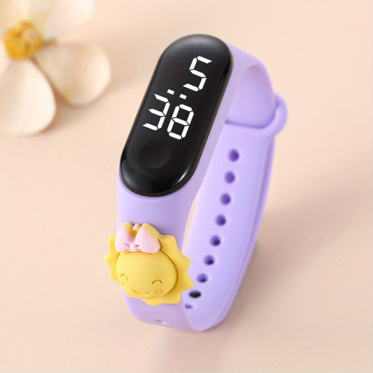 Cartoon Sun Bow Decor LED Silicone Watch For Kids