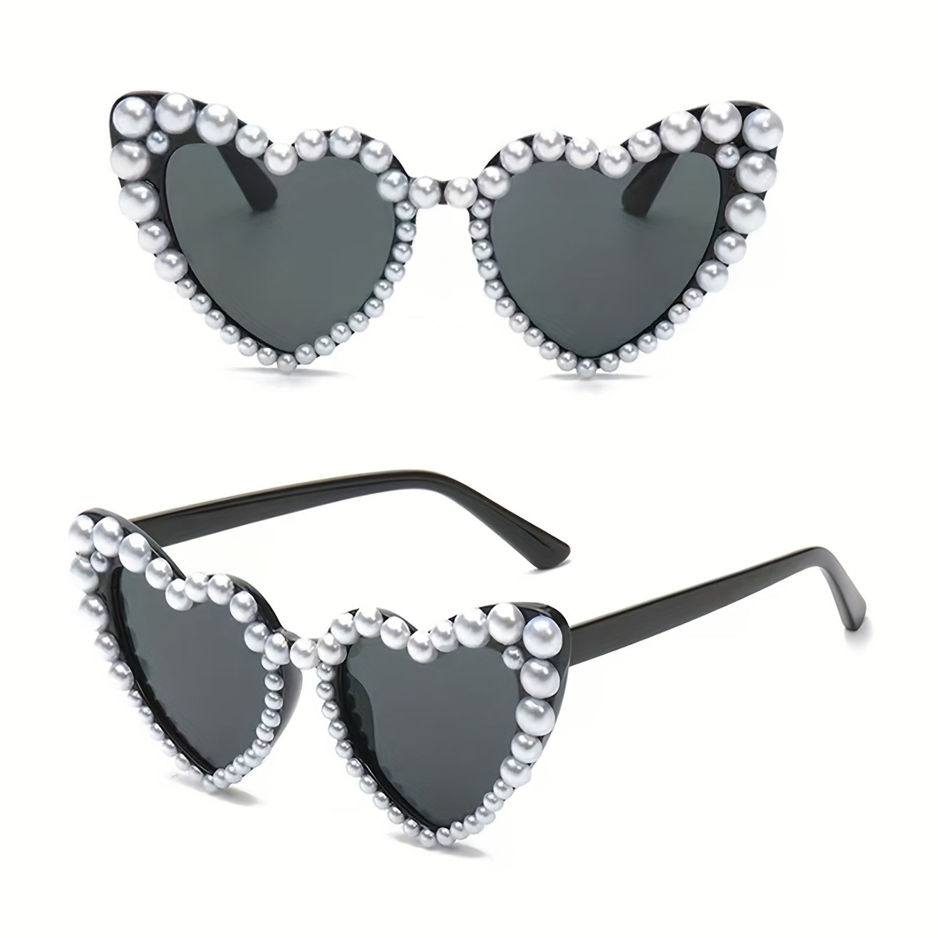 Heart Sunglasses Faux Pearl Decor Photo Prop Glasses