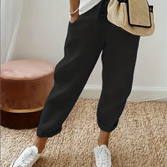Drawstring Dual Pockets Wide Leg Pants Casual Wear