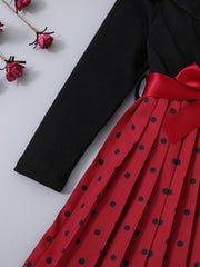 Girls Ruffled Polka Dot Dress with Belt