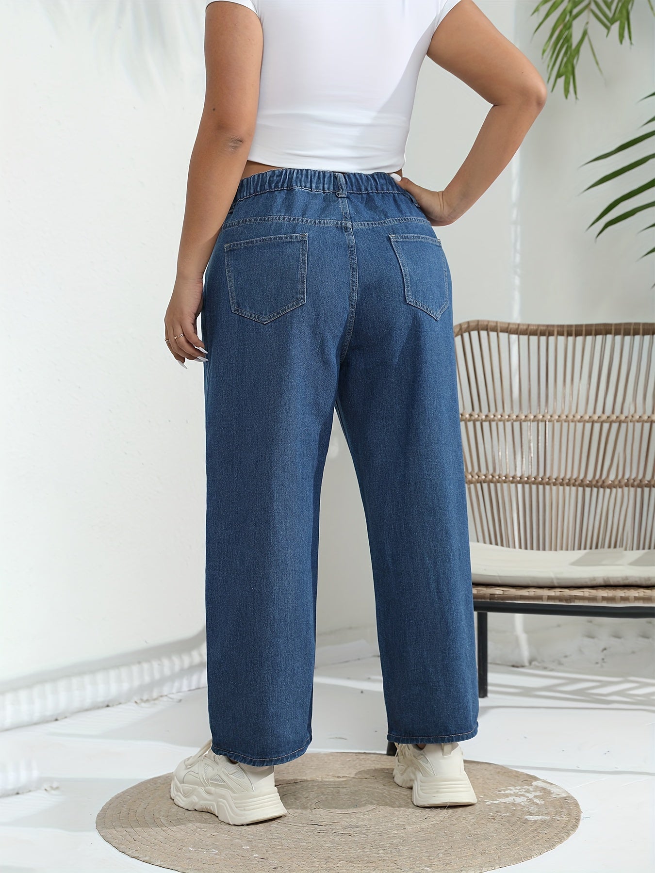 Plus Size Women's Dinosaur Print Wide Leg Jeans