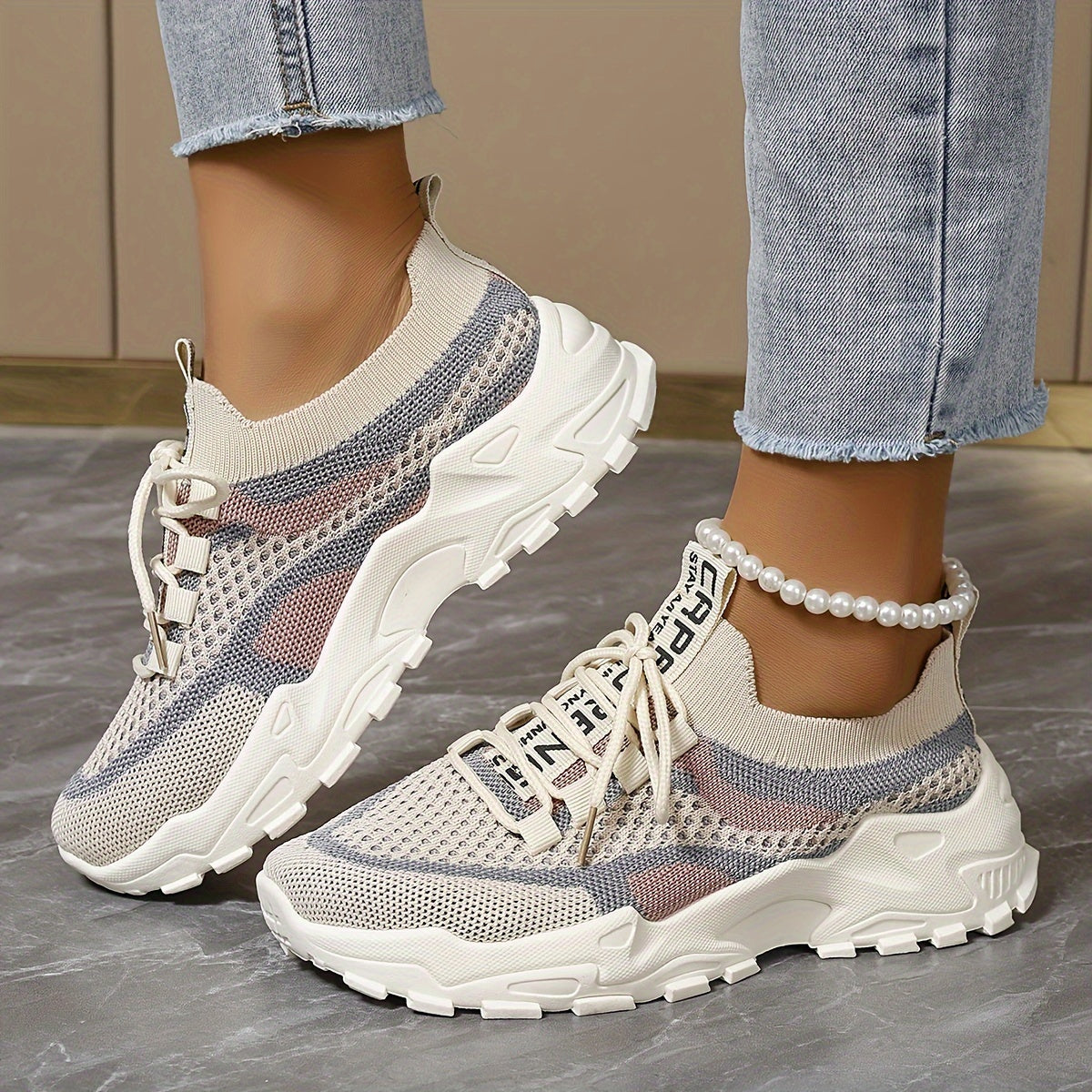 Women's Block Knit Platform Running Shoes