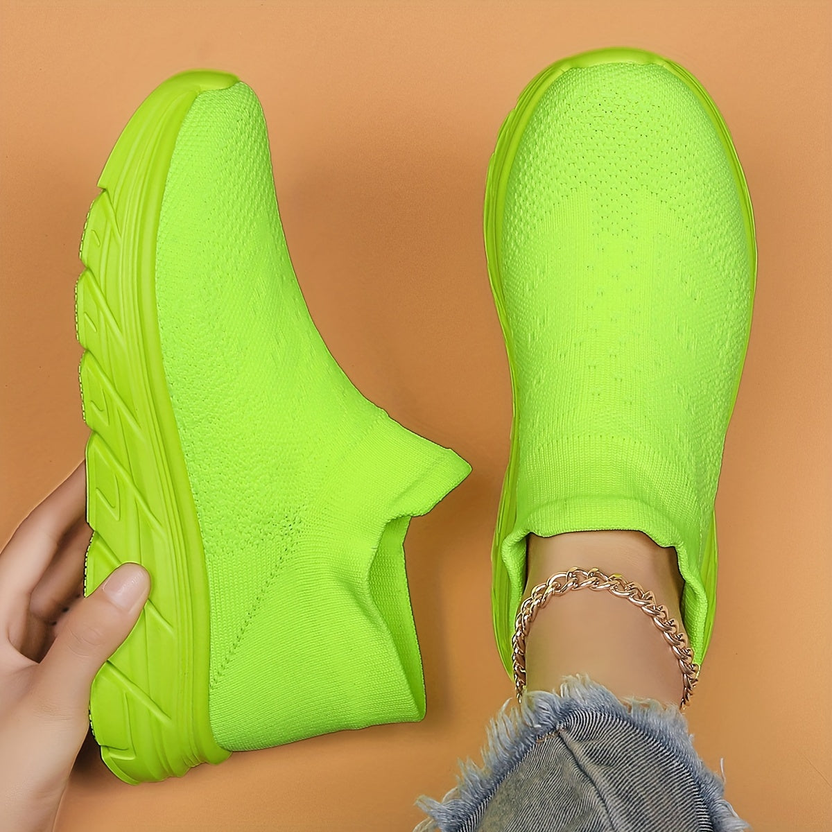 Mesh Slip On Breathable Running Shoes Soft Comfortable Shock Absorption Sneakers